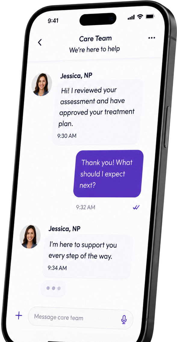 Care Team chat in the Claya app